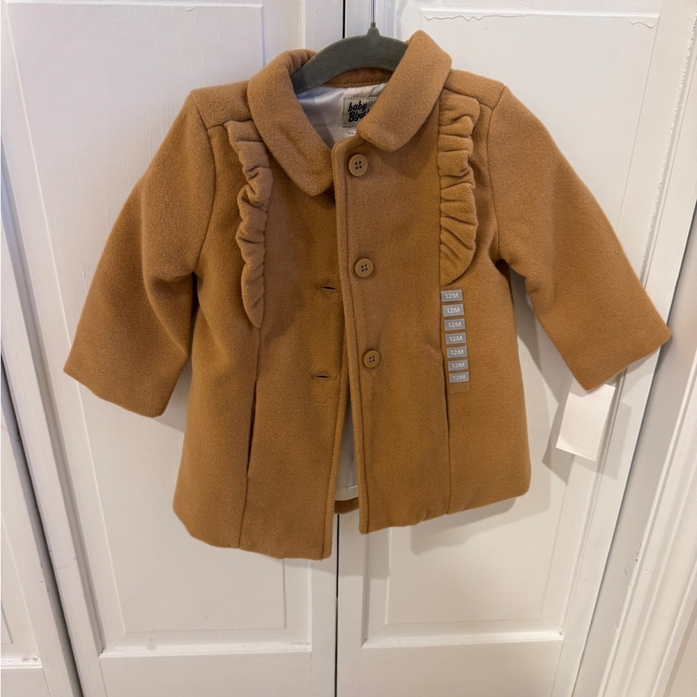 Carter's Girls' Camel Ruffle-Trim Pea Coat
